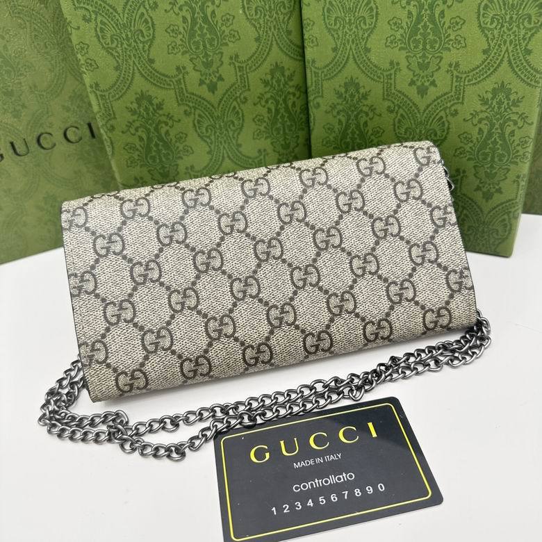 GUCCI - GG Supreme Monogram Dionysus Chain Clutch Wallet Beige Black