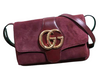 GUCCI ARLI SMALL SHOULDER BAG SUEDE BURGUNDY WITH BURGUNDY TRIM