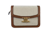 Celine Large Triomphe Bag In Textile And Natural Calfskin Brown