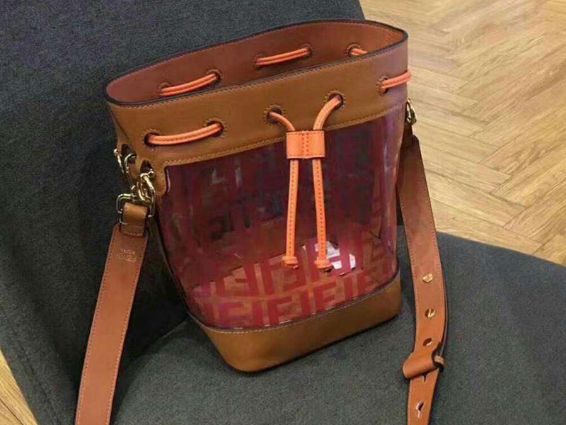 Fendi Mon Tresor Transparent Bucket Leather Orange F0811