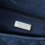 Chanel, Blue Denim Square Mini Single Flap Handbag Shiny Silver Hardware