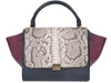 CELINE TRAPEZE SHOULDER BAG PYTHON LEATHER CREAM/BLACK/WINE