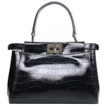 FENDI ICONIC MINI PEEKABOO BAG IN CROCO LEATHER BLACK