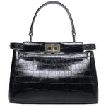 FENDI ICONIC MINI PEEKABOO BAG IN CROCO LEATHER BLACK