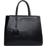 FENDI 2JOURS CALFSKIN TOTE BAG BLACK WITH FUR