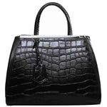 FENDI 2JOURS CALFSKIN TOTE BAG CROC BLACK