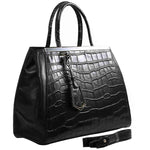 FENDI 2JOURS CALFSKIN TOTE BAG CROC BLACK