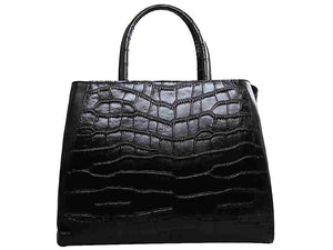 FENDI 2JOURS CALFSKIN TOTE BAG CROC BLACK