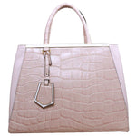 FENDI 2JOURS CALFSKIN TOTE BAG CROC PINK