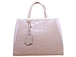 FENDI 2JOURS CALFSKIN TOTE BAG CROC PINK