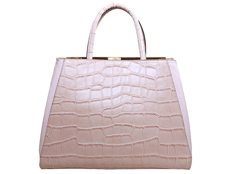 FENDI 2JOURS CALFSKIN TOTE BAG CROC PINK