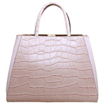 FENDI 2JOURS CALFSKIN TOTE BAG CROC PINK