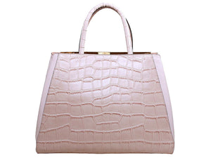 FENDI 2JOURS CALFSKIN TOTE BAG CROC PINK