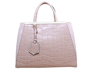 FENDI 2JOURS CALFSKIN TOTE BAG CROC PINK