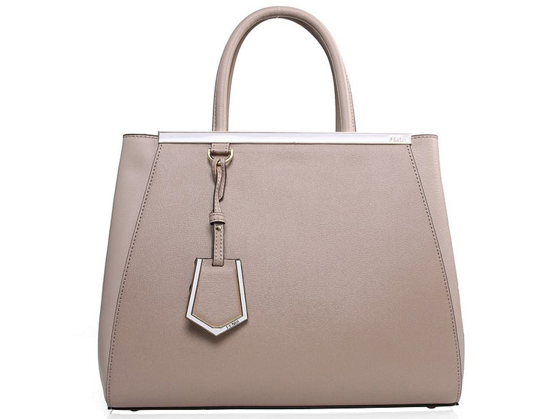 FENDI 2JOURS CALFSKIN TOTE BAG LIGHT GREY