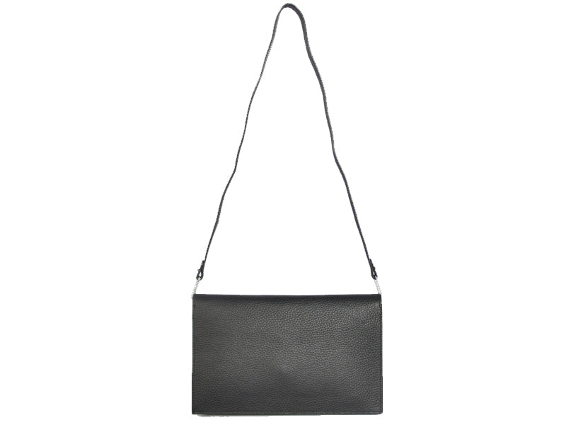 HERMES PILOT ENVELOPE CLUTCH BLACK WITH SILVER HARDWARE