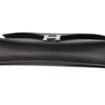 HERMES PILOT ENVELOPE CLUTCH BLACK WITH SILVER HARDWARE