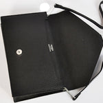 HERMES PILOT ENVELOPE CLUTCH BLACK WITH SILVER HARDWARE