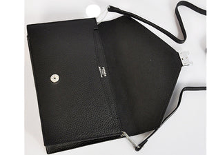 HERMES PILOT ENVELOPE CLUTCH BLACK WITH SILVER HARDWARE