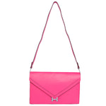 HERMES PILOT ENVELOPE CLUTCH HOT PINK WITH SILVER HARDWARE