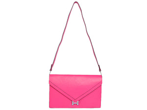 HERMES PILOT ENVELOPE CLUTCH HOT PINK WITH SILVER HARDWARE