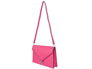 HERMES PILOT ENVELOPE CLUTCH HOT PINK WITH SILVER HARDWARE