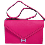 HERMES PILOT ENVELOPE CLUTCH HOT PINK WITH SILVER HARDWARE