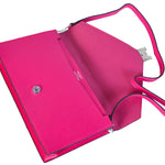 HERMES PILOT ENVELOPE CLUTCH HOT PINK WITH SILVER HARDWARE