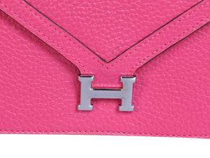 HERMES PILOT ENVELOPE CLUTCH HOT PINK WITH SILVER HARDWARE