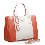 PRADA SAFFIANO LUX TOTE WHITE WITH ORANGE