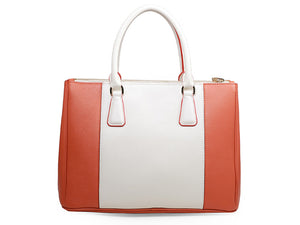 PRADA SAFFIANO LUX TOTE WHITE WITH ORANGE