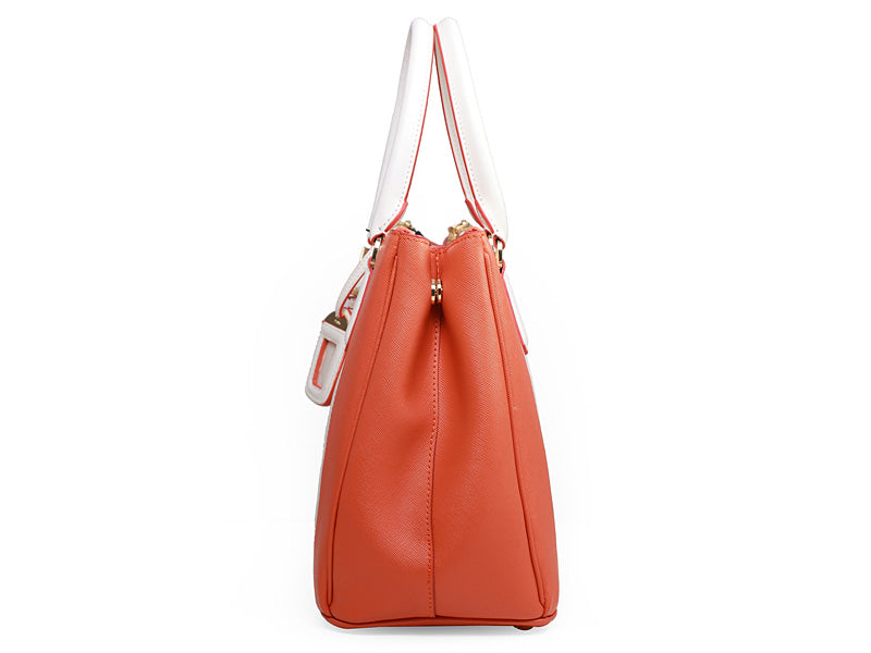 PRADA SAFFIANO LUX TOTE WHITE WITH ORANGE