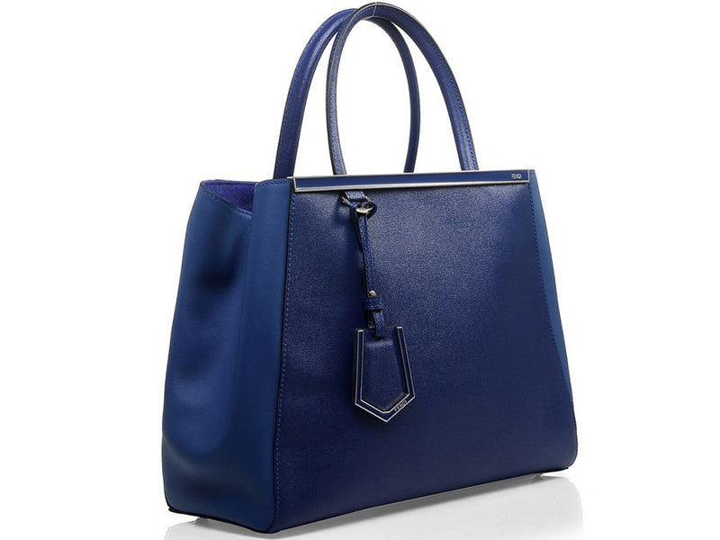 FENDI 2JOURS CALFSKIN TOTE BAG BLUE