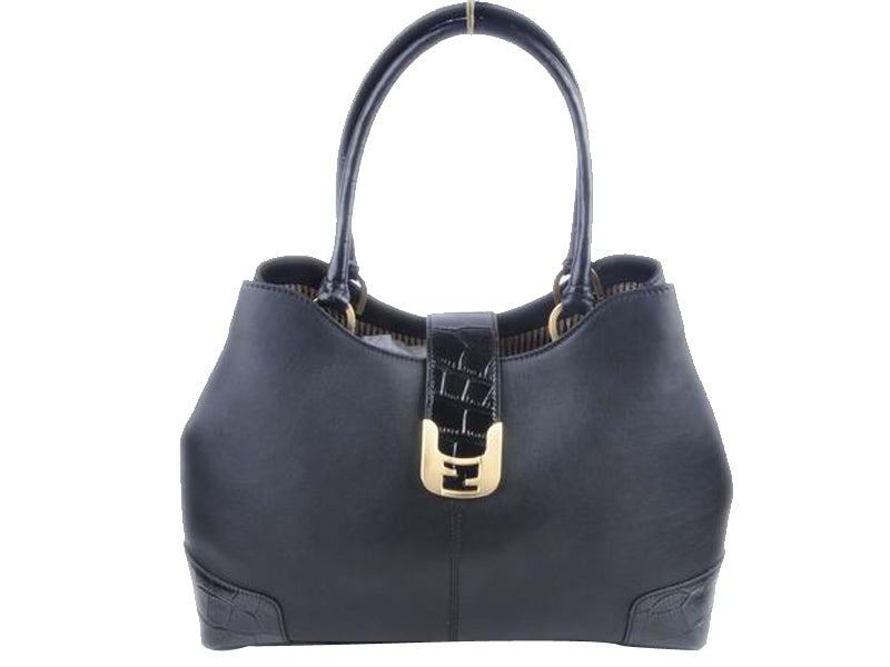 FENDI CHAMELEON LEATHER TOTE BLACK