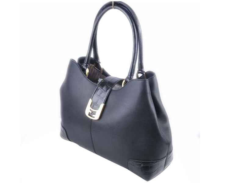 FENDI CHAMELEON LEATHER TOTE BLACK