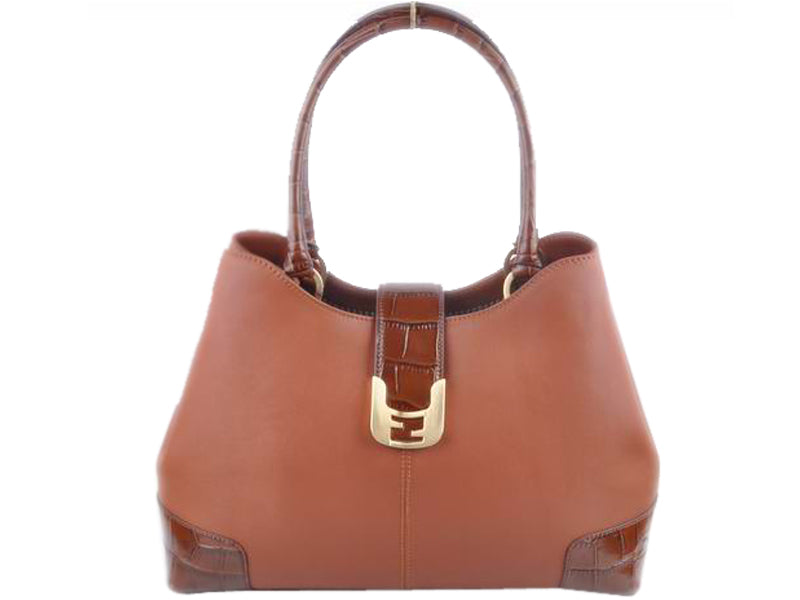 FENDI CHAMELEON LEATHER TOTE BROWN