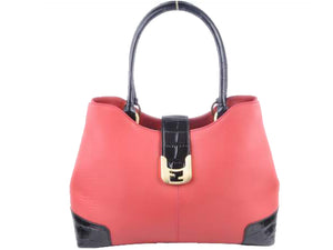 FENDI CHAMELEON LEATHER TOTE RED