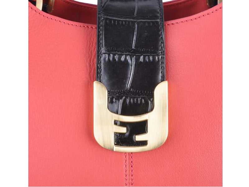 FENDI CHAMELEON LEATHER TOTE RED