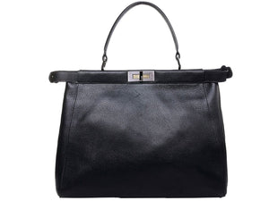 FENDI PEEKABOO CALFSKIN LEATHER BAG BLACK