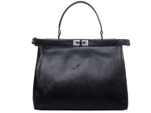 FENDI PEEKABOO CALFSKIN LEATHER BAG BLACK