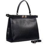 FENDI PEEKABOO CALFSKIN LEATHER BAG BLACK