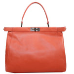 FENDI PEEKABOO CALFSKIN LEATHER BAG ORANGE