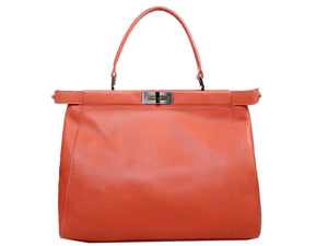 FENDI PEEKABOO CALFSKIN LEATHER BAG ORANGE