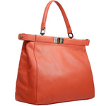 FENDI PEEKABOO CALFSKIN LEATHER BAG ORANGE