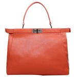 FENDI PEEKABOO CALFSKIN LEATHER BAG ORANGE