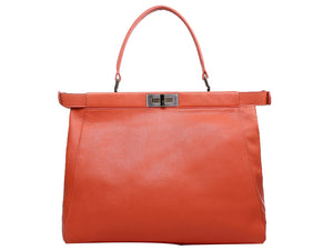 FENDI PEEKABOO CALFSKIN LEATHER BAG ORANGE