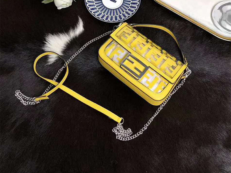 Fendi Small Baguette Bag In Pu Yellow