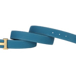 HERMES TOGO LEATHER BELT WITH GOLD H BUCKLE BLUE