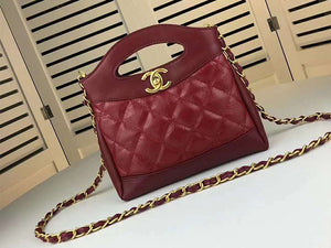 CHANEL SHOPPING BAG CALFSKIN & GOLDEN TONE METAL BURGUNDY