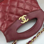 CHANEL SHOPPING BAG CALFSKIN & GOLDEN TONE METAL BURGUNDY